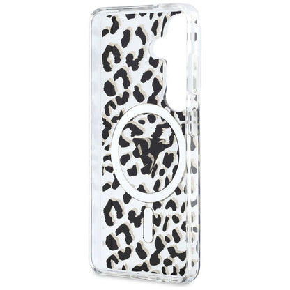 Capa MagSafe para Samsung Galaxy S26 S942, Guess, Padrão Leopardo IML, Preta