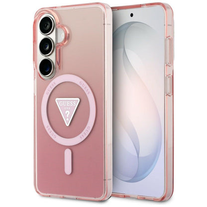 Capa MagSafe para Samsung Galaxy S26 S942, Guess, IML Gradient Triangle Logo, Rosa
