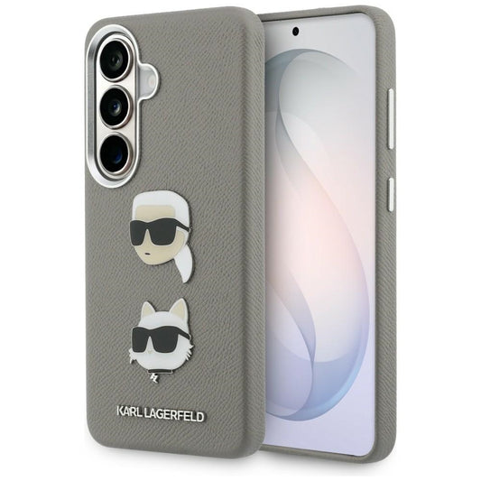 Capa para Samsung Galaxy S26 S942, Karl Lagerfeld, Saffiano Karl & Choupette's Head Pin, Cinza