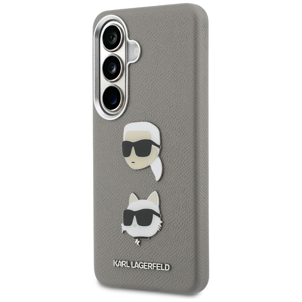 Capa para Samsung Galaxy S26 S942, Karl Lagerfeld, Saffiano Karl & Choupette's Head Pin, Cinza