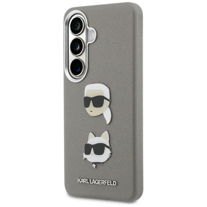 Capa para Samsung Galaxy S26 S942, Karl Lagerfeld, Saffiano Karl & Choupette's Head Pin, Cinza