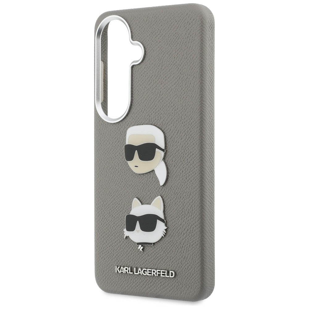 Capa para Samsung Galaxy S26 S942, Karl Lagerfeld, Saffiano Karl & Choupette's Head Pin, Cinza