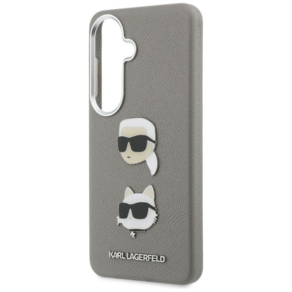 Capa para Samsung Galaxy S26 S942, Karl Lagerfeld, Saffiano Karl & Choupette's Head Pin, Cinza