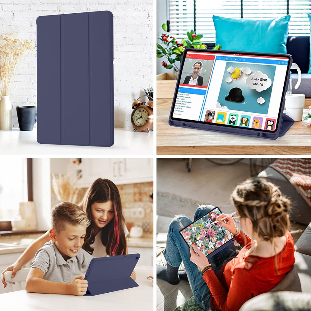 Capa para Samsung Galaxy Tab S6 Lite (2024) / Tab S6 Lite (2022) / Tab S6 Lite (2020), Techsuit, Flex Trifold, Azul Marinho
