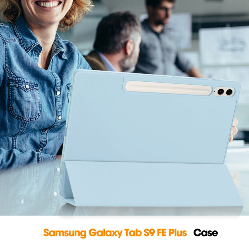 Capa para Samsung Galaxy Tab S9 FE+, Techsuit, Flex Trifold, Azul
