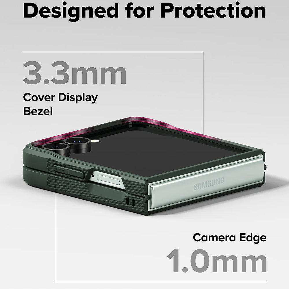 Capa para Samsung Galaxy Z Flip7 F766, Ringke, Ônix, Verde Escuro