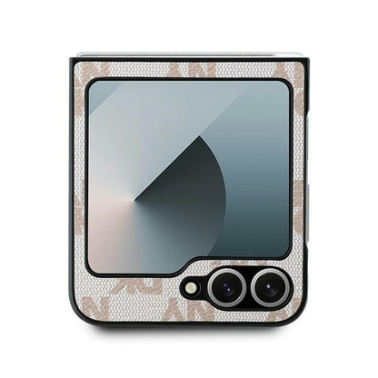 Capa para Samsung Galaxy Z Flip7 FE F761 / Z Flip6 F741, DKNY, Estampa de Listras Xadrez, Rosa