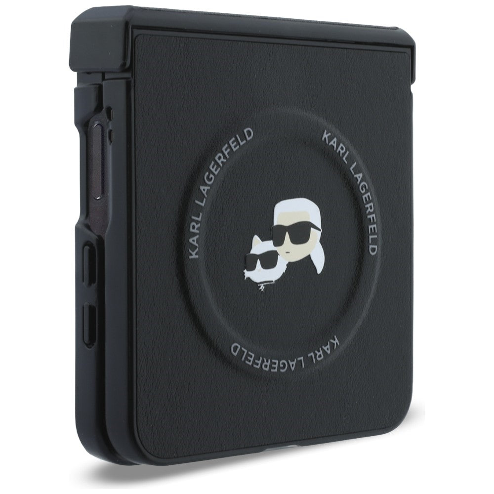 Capa para Samsung Galaxy Z Flip8 F776, Karl Lagerfeld, Karl & Choupette Head Pin, Preta