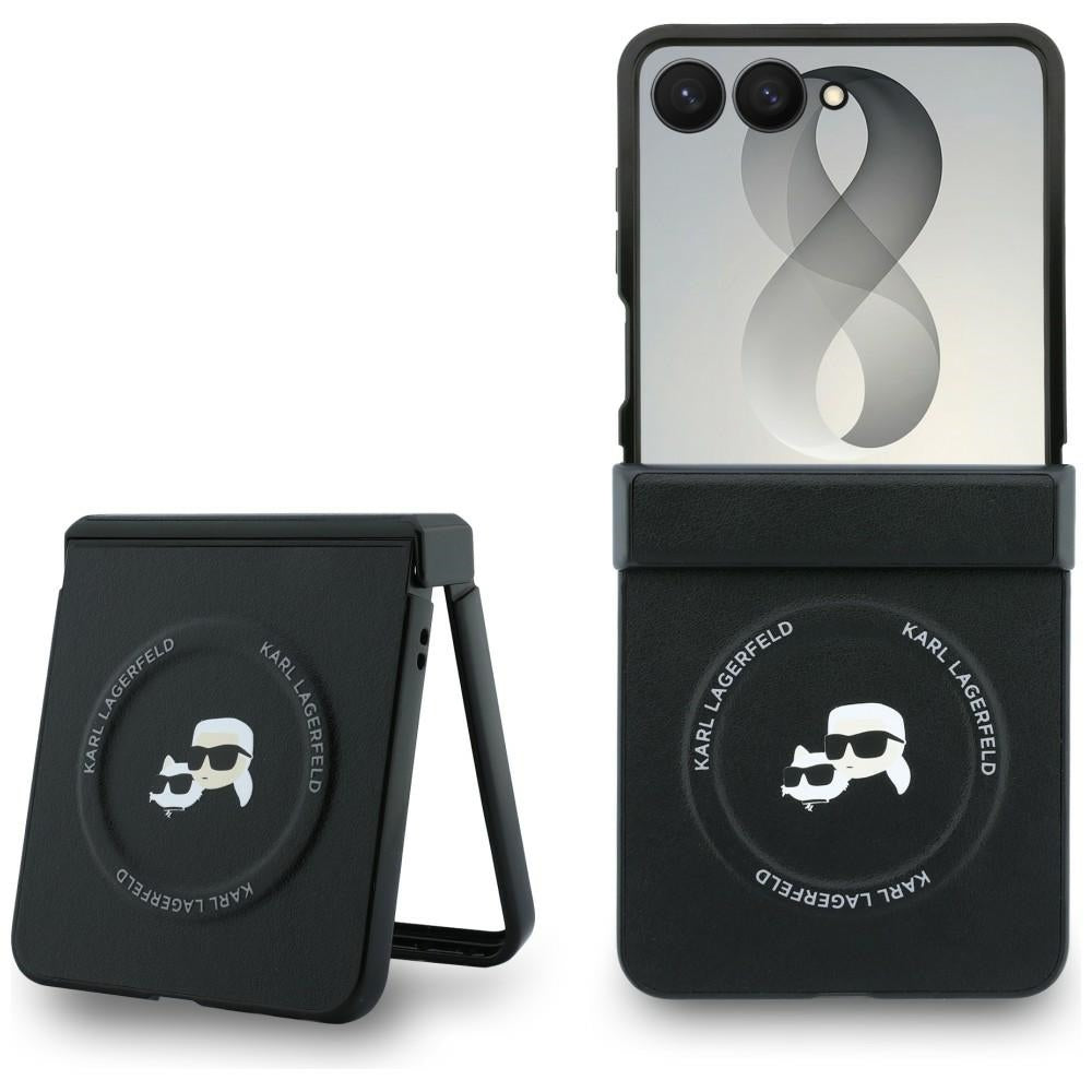 Capa para Samsung Galaxy Z Flip8 F776, Karl Lagerfeld, Karl & Choupette Head Pin, Preta