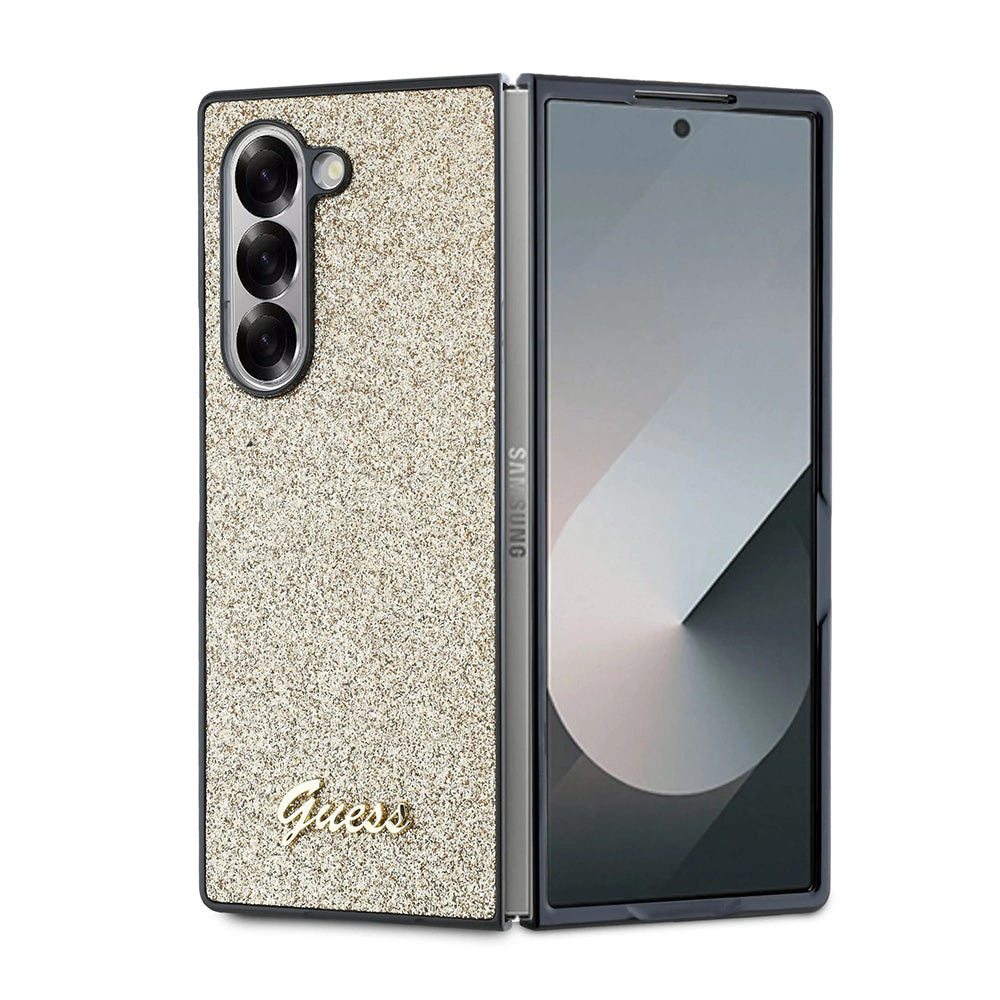 Capa para Samsung Galaxy Z Fold6 F956, Guess, Glitter Script, Dourada