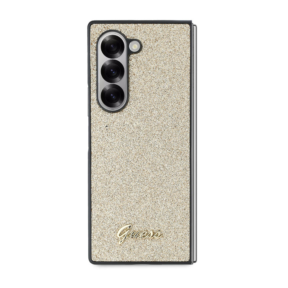 Capa para Samsung Galaxy Z Fold6 F956, Guess, Glitter Script, Dourada