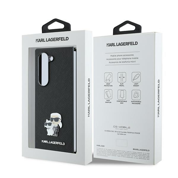 Capa para Samsung Galaxy Z Fold6 F956, Karl Lagerfeld, Saffiano Karl & Choupette Metal, Preta.