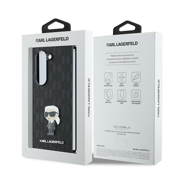 Capa para Samsung Galaxy Z Fold6 F956, Karl Lagerfeld, Saffiano Monogram Ikonik, Preta