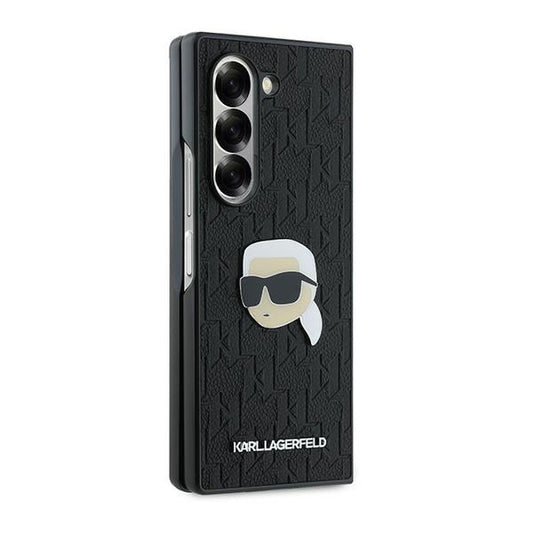 Capa para Samsung Galaxy Z Fold6 F956, Karl Lagerfeld, Saffiano Monogram Karl's Head Metal, Preta.