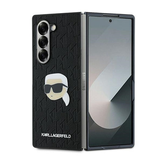 Capa para Samsung Galaxy Z Fold6 F956, Karl Lagerfeld, Saffiano Monogram Karl's Head Metal, Preta.