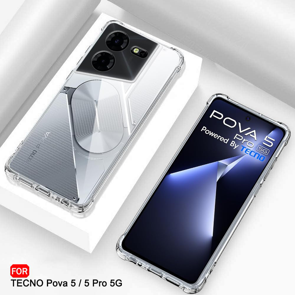Capa para Tecno Pova 5 Pro, Techsuit, Anti-impacto Transparente, Transparente