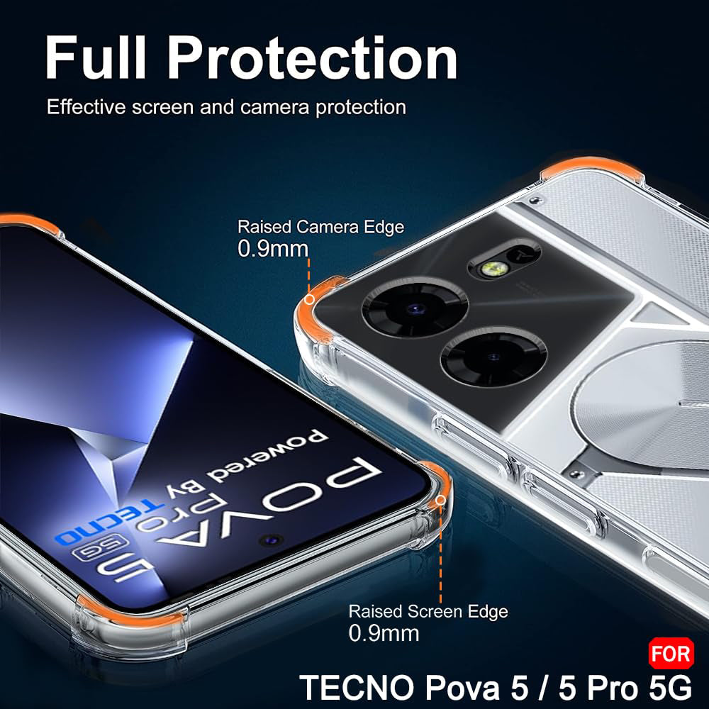 Capa para Tecno Pova 5 Pro, Techsuit, Anti-impacto Transparente, Transparente