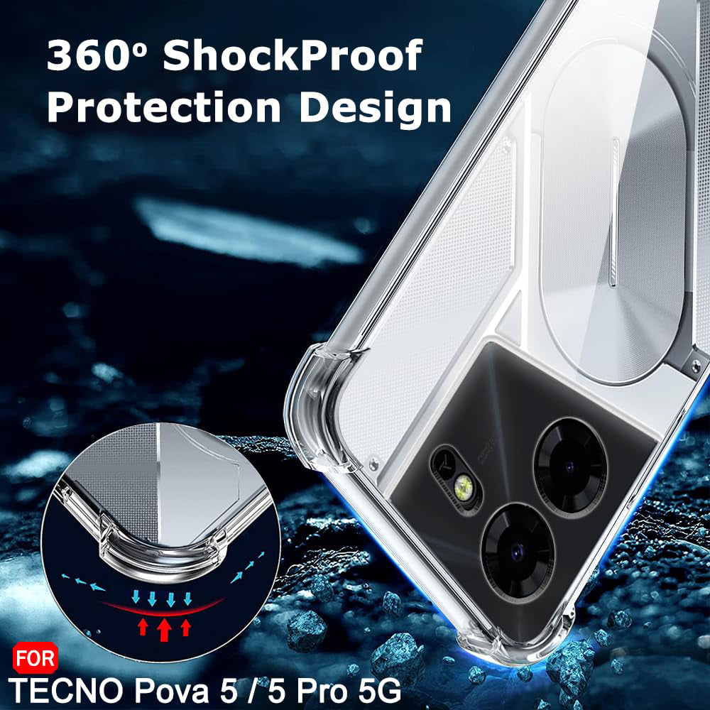 Capa para Tecno Pova 5 Pro, Techsuit, Anti-impacto Transparente, Transparente