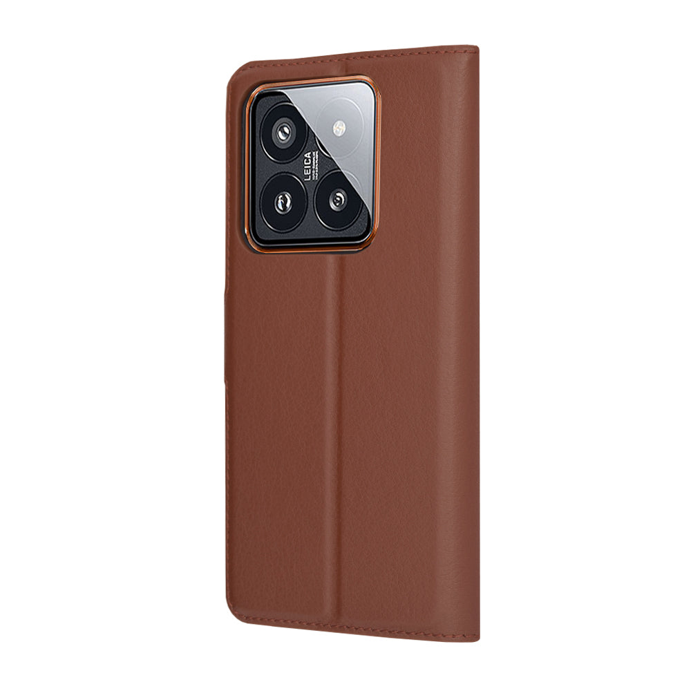 Capa para Xiaomi 14 Pro, Techsuit, Leather Folio, Castanha