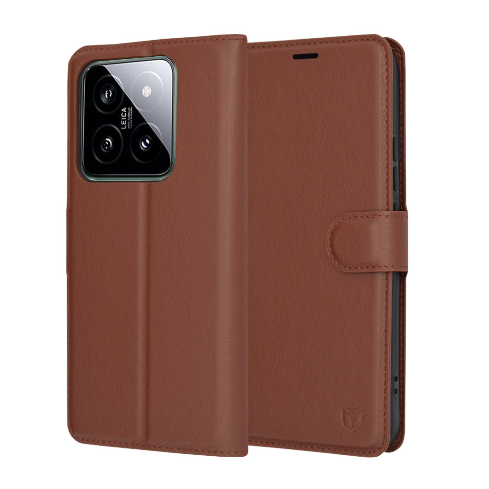 Capa para Xiaomi 14, Techsuit, Leather Folio, Castanha