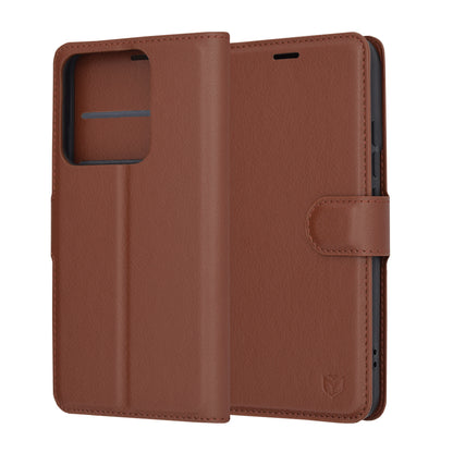 Capa para Xiaomi 14, Techsuit, Leather Folio, Castanha