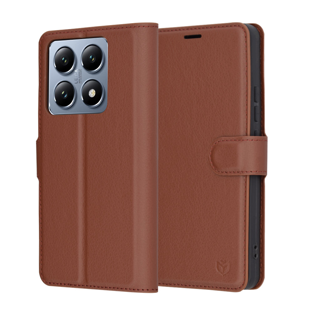 Capa para Xiaomi 14T Pro, Techsuit, Leather Folio, Castanha
