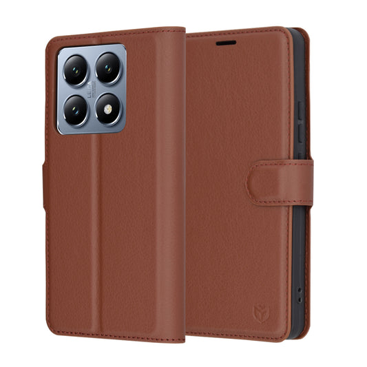 Capa para Xiaomi 14T Pro, Techsuit, Leather Folio, Castanha