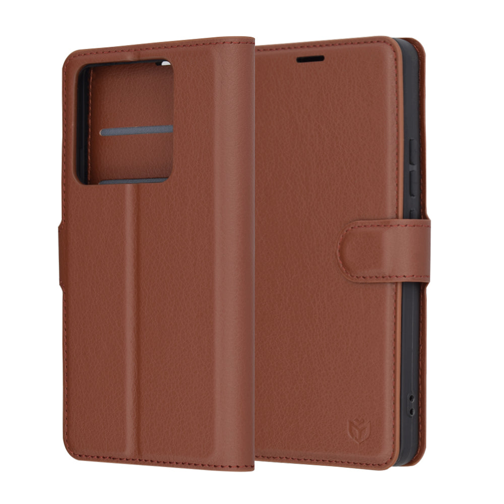 Capa para Xiaomi 14T Pro, Techsuit, Leather Folio, Castanha