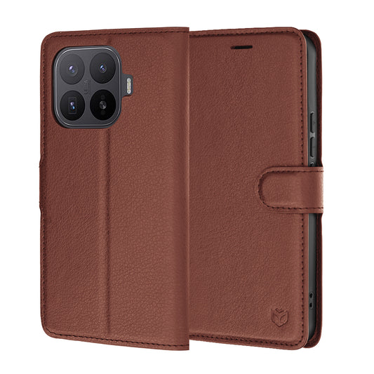 Capa para Xiaomi 17T Pro, Techsuit, Leather Folio, Castanha