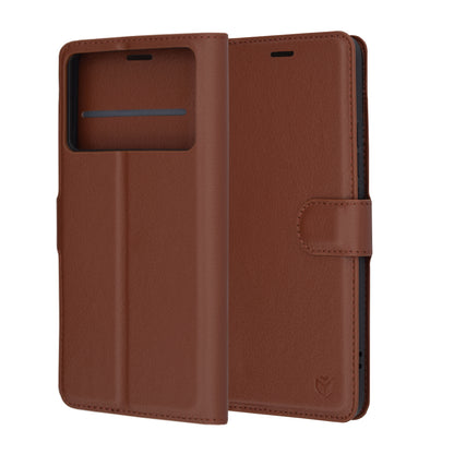 Case for Xiaomi Poco F6 Pro, Techsuit, Leather Folio, Brown
