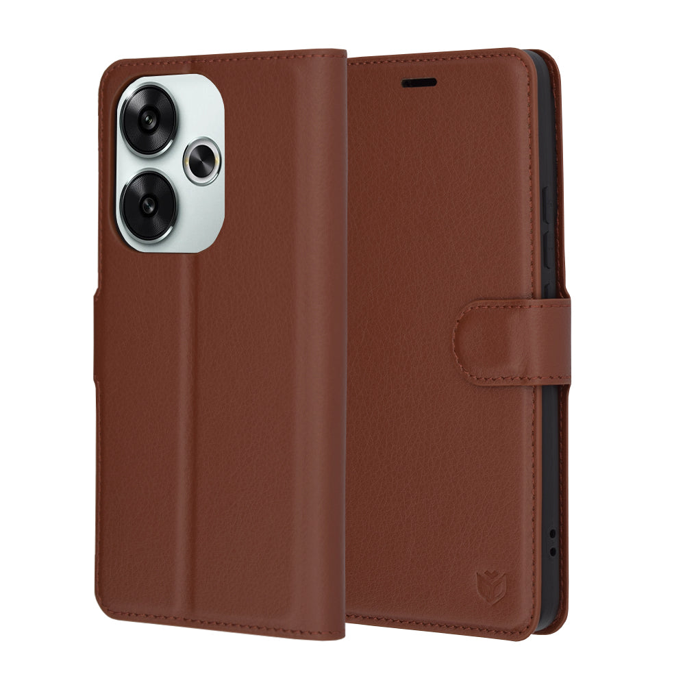 Capa para Xiaomi Poco F6, Techsuit, Leather Folio, Castanha