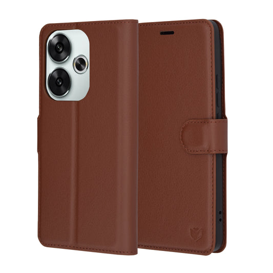 Capa para Xiaomi Poco F6, Techsuit, Leather Folio, Castanha