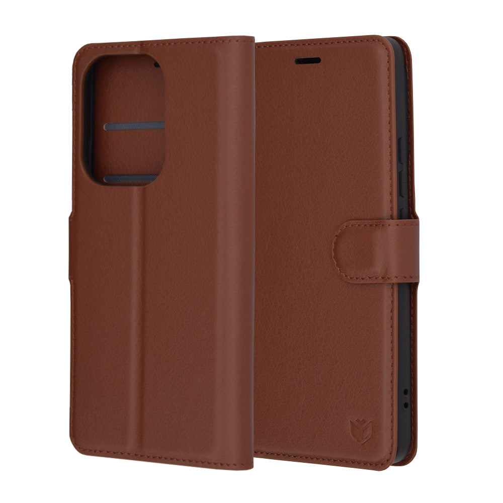 Capa para Xiaomi Poco F6, Techsuit, Leather Folio, Castanha