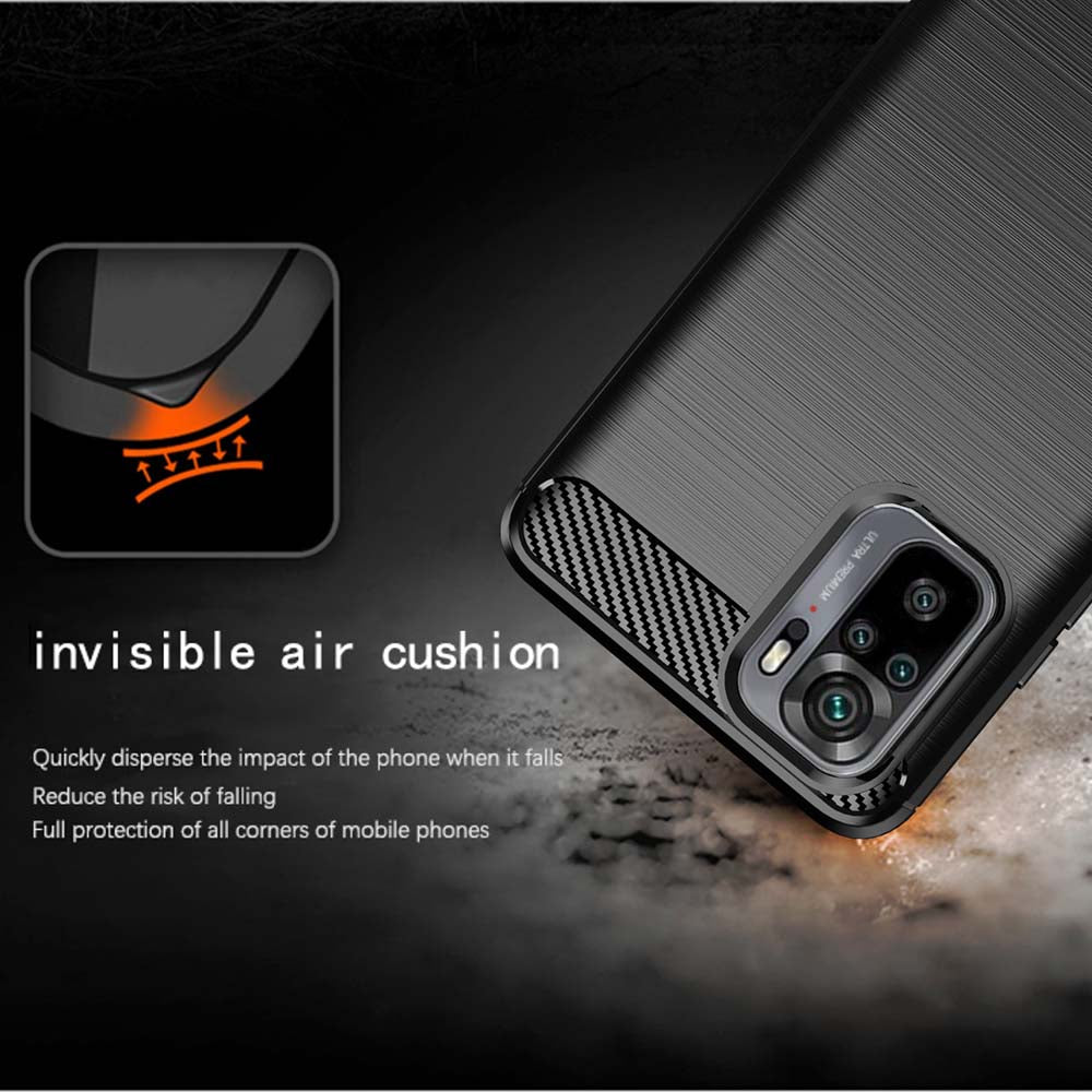 Capa para Xiaomi Poco M5s / Redmi Note 10S / Note 10, Techsuit, Carbono, Preta
