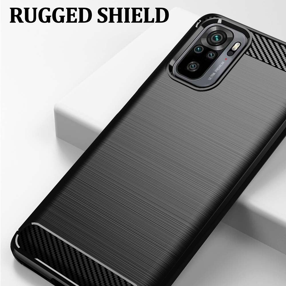 Capa para Xiaomi Poco M5s / Redmi Note 10S / Note 10, Techsuit, Carbono, Preta