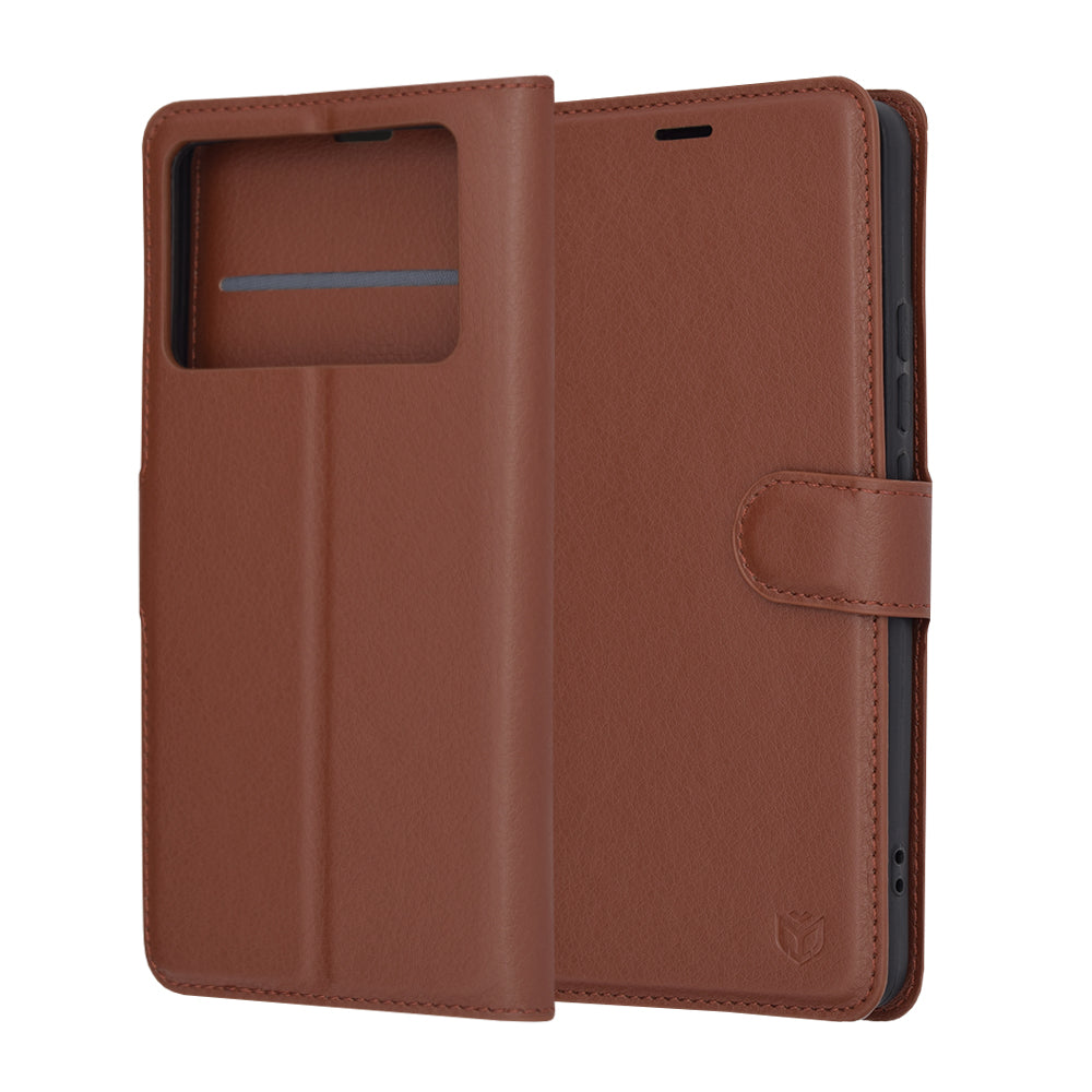 Capa para Xiaomi Poco X6 Pro, Techsuit, Leather Folio, Castanha