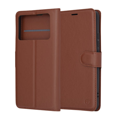Capa para Xiaomi Poco X6 Pro, Techsuit, Leather Folio, Castanha