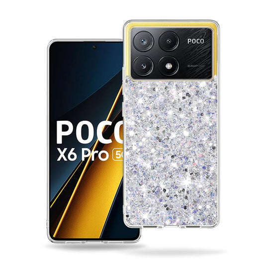 Capa para Xiaomi Poco X6 Pro, Techsuit, Glitter Brilhante, Branco