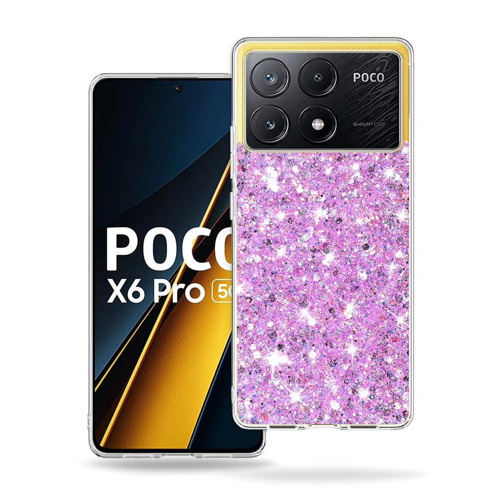 Capa para Xiaomi Poco X6 Pro, Techsuit, Glitter Brilhante, Magenta