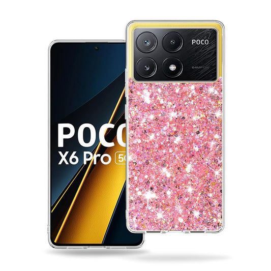 Capa para Xiaomi Poco X6 Pro, Techsuit, Glitter Brilhante, Rosa