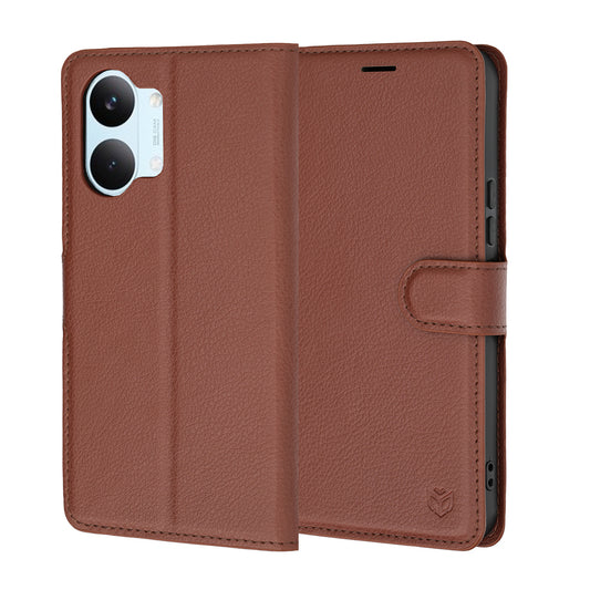 Capa para Xiaomi Poco X8 Pro Max, Techsuit, Leather Folio, Castanha