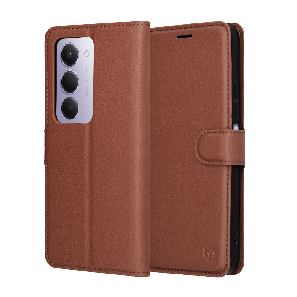 Capa para Xiaomi Redmi 15 5G / 15 4G, Techsuit, Leather Folio, Castanho
