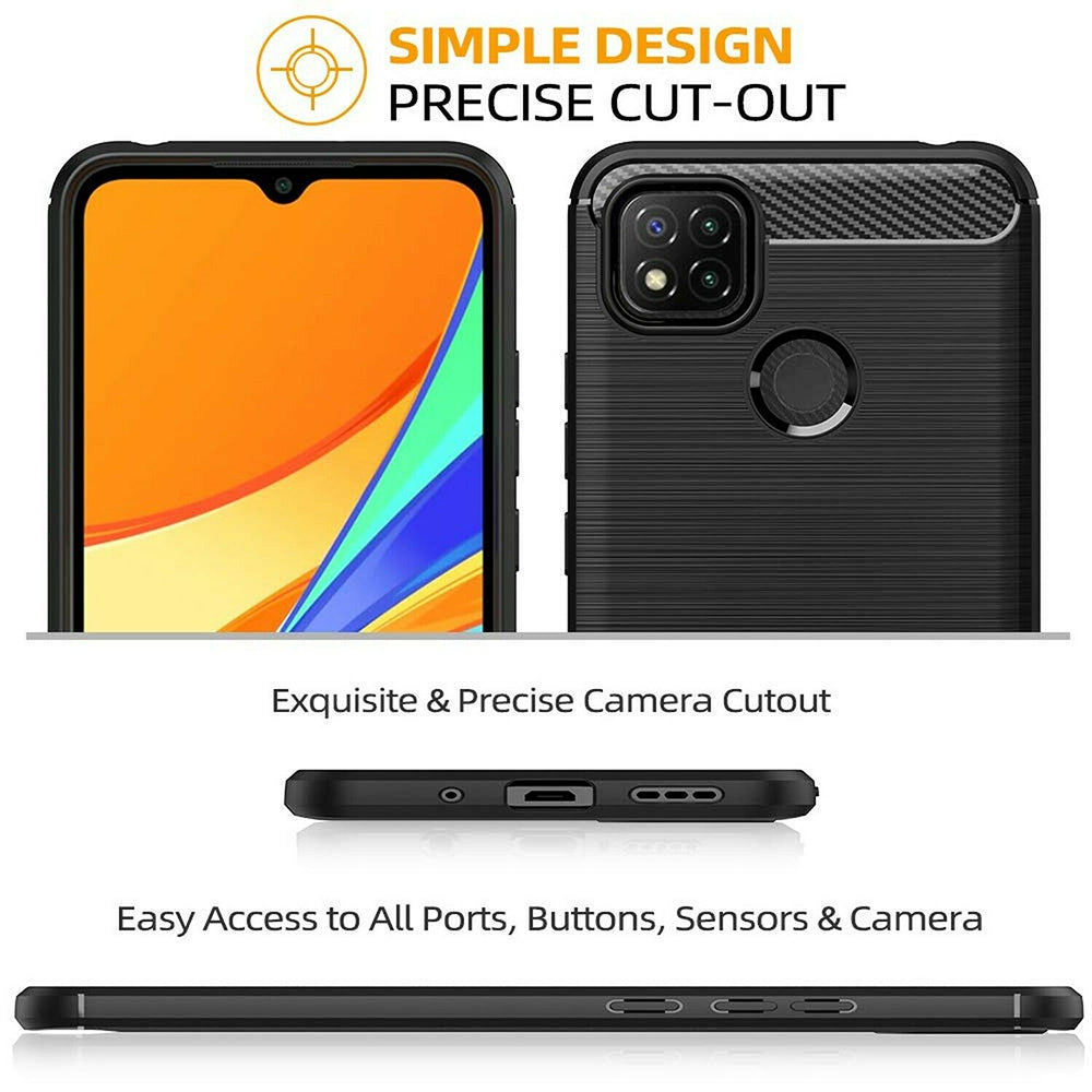 Capa para Xiaomi Redmi 9C NFC / 9C, Techsuit, Carbono, Preta