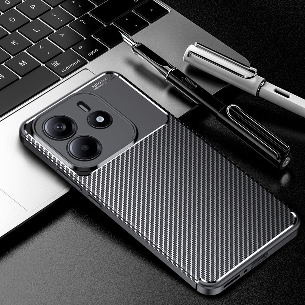 Capa para Xiaomi Redmi Note 14 5G, Techsuit, CarbonFiber, Preta