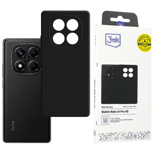 Capa para Xiaomi Redmi Note 14 Pro 4G, 3MK, Preta Mate