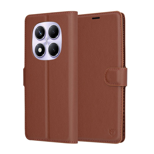 Capa para Xiaomi Redmi Note 14 Pro 4G, Techsuit, Leather Folio, Castanha