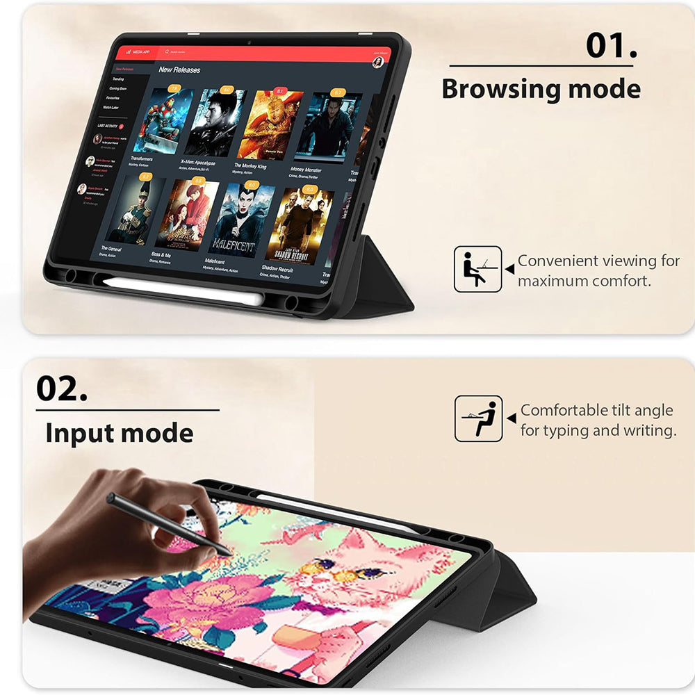 Capa para Xiaomi Redmi Pad SE 8.7, Techsuit, Flex Trifold, Preta