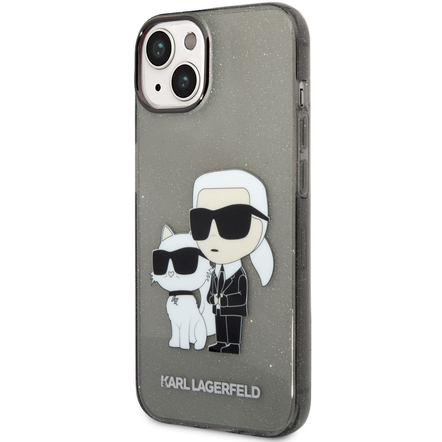 Capa para Apple iPhone 14 Plus, Karl Lagerfeld, IML Glitter Karl and Choupette NFT, Preta