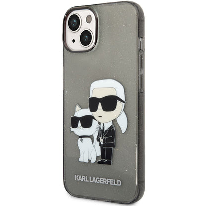 Capa para Apple iPhone 14 Plus, Karl Lagerfeld, IML Glitter Karl and Choupette NFT, Preta