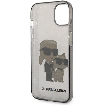 Capa para Apple iPhone 14 Plus, Karl Lagerfeld, IML Glitter Karl and Choupette NFT, Preta